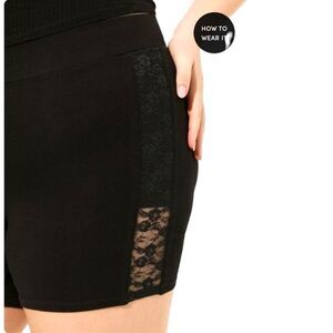 TORRID Plus Size 5"Signature waist Side Lace Bike Short Deep Black 1X